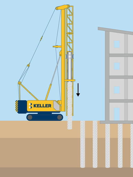 Driven cast in-situ piles illustration